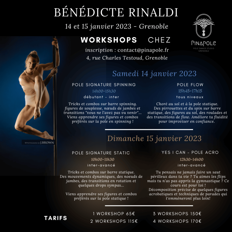Workshops de pole dance avec Bénédicte Rinaldi